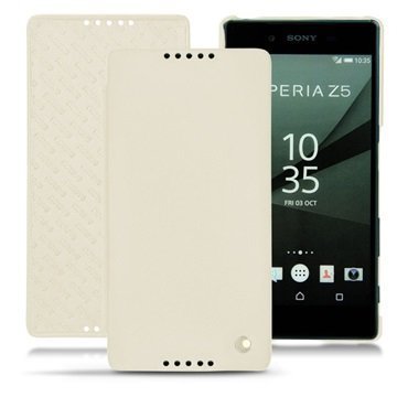Sony Xperia Z5 Xperia Z5 Dual Noreve Tradition D Läpällinen Nahkakotelo PerpÃ©tuelle Valkoinen