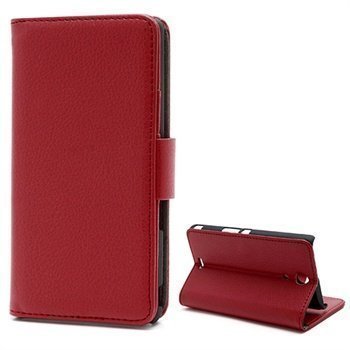 Sony Xperia ZR Wallet Nahkakotelo Punainen