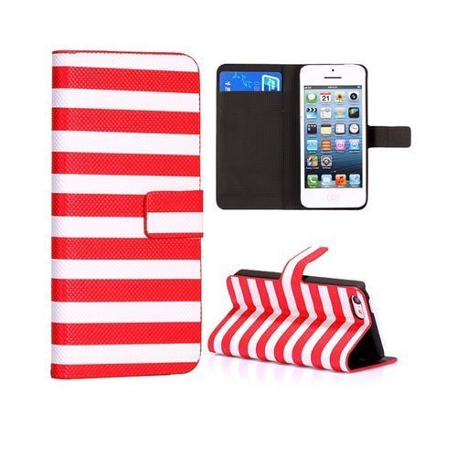 Stripes Punainen / Valkoinen Iphone 5c Nahkakotelo