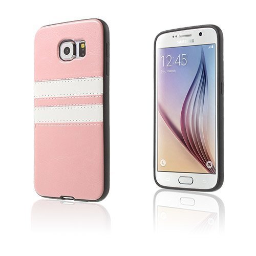 Stripes Samsung Galaxy S6 Suojakuori Pinkki / Valkoinen Raita