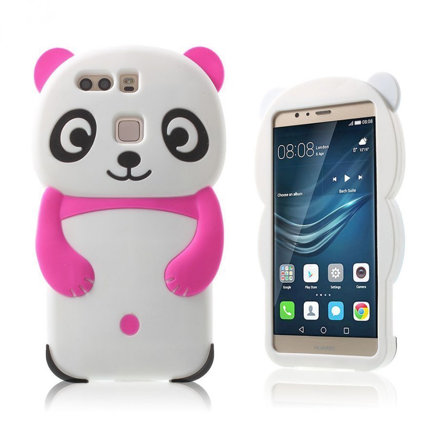 Sund 3d Panda Pehmeä Silikoni Kuori Huawei P9 Puhelimelle Kuuma Pinkki