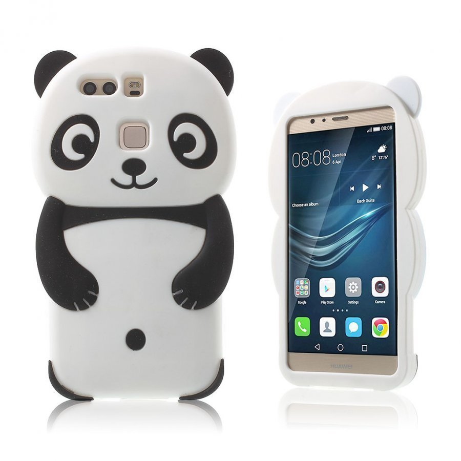 Sund 3d Panda Pehmeä Silikoni Kuori Huawei P9 Puhelimelle Musta