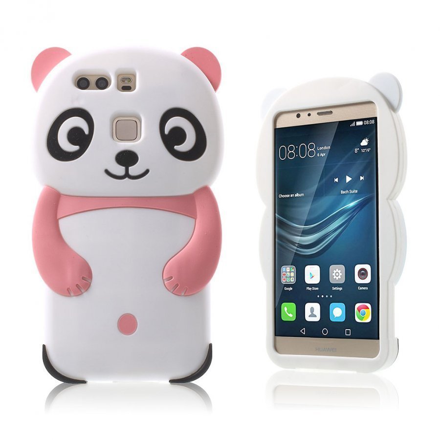 Sund 3d Panda Pehmeä Silikoni Kuori Huawei P9 Puhelimelle Pinkki