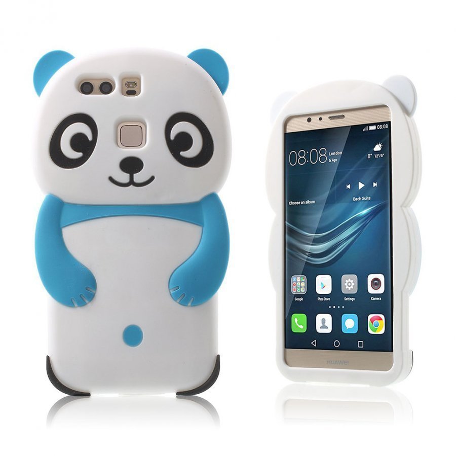 Sund 3d Panda Pehmeä Silikoni Kuori Huawei P9 Puhelimelle Sininen