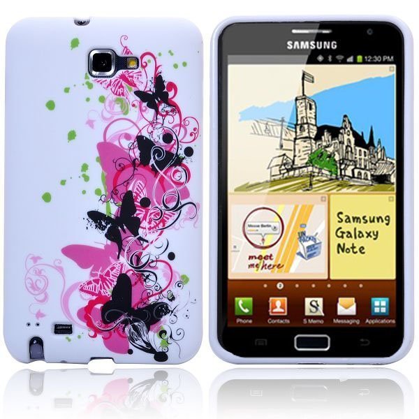 Symphony Mustat Perhoset Samsung Galaxy Note Silikonikuori