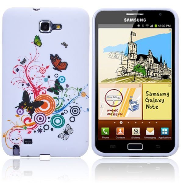 Symphony Värikkäät Ympyrät & Perhoset Samsung Galaxy Note Silikonikuori