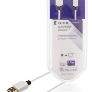 Synkronointi- ja latauskaapeli 8-nastainen Lightning-liitin uros USB 2.0 A -urosliitin 2 00 m valkoinen