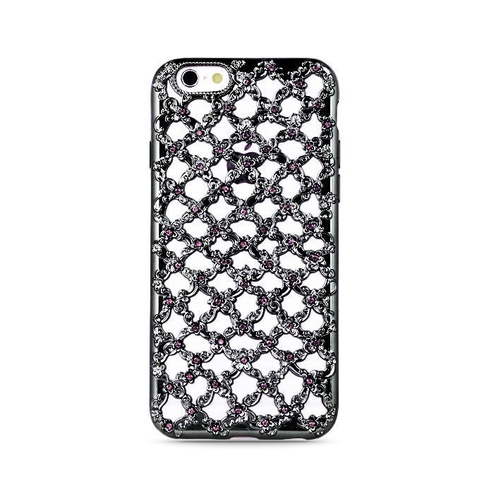 TPU Flower Diamond iPhone 7 Musta Suojakotelo