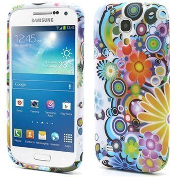 TPU-Kotelo Samsung Galaxy S4 Mini I9190 I9192 I9195 Värikkäät Kukat Valkoinen