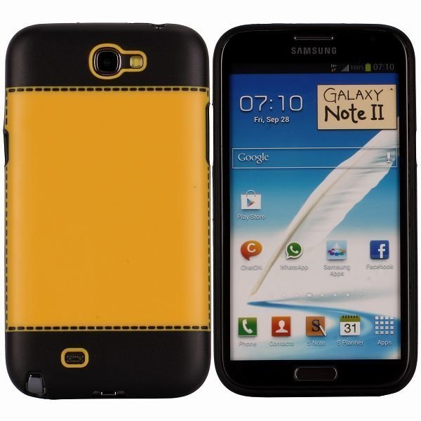 Tailormade Black Keltainen Samsung Galaxy Note 2 Silikonikuori