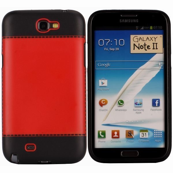 Tailormade Black Punainen Samsung Galaxy Note 2 Silikonikuori