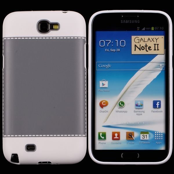 Tailormade White Harmaa Samsung Galaxy Note 2 Silikonikuori