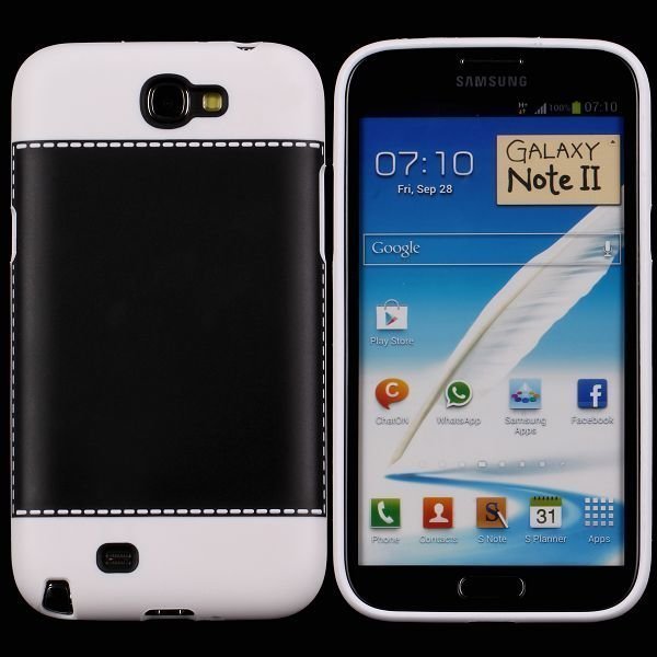 Tailormade White Musta Samsung Galaxy Note 2 Silikonikuori