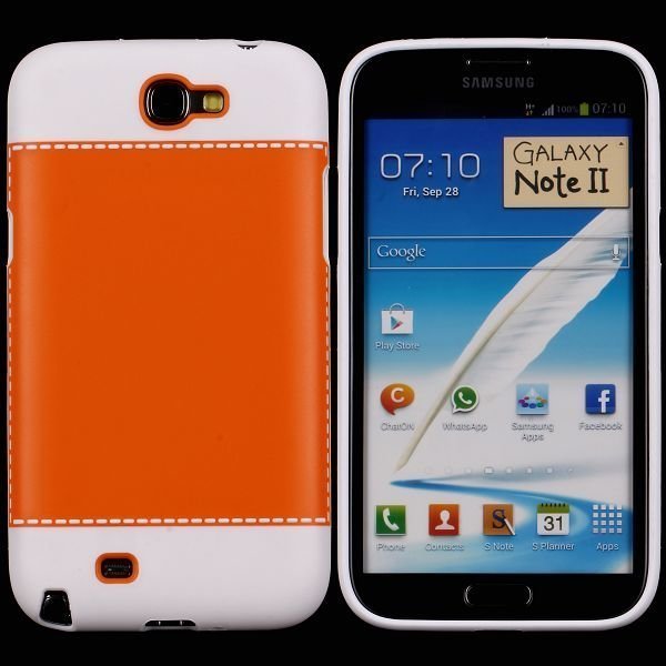 Tailormade White Oranssi Samsung Galaxy Note 2 Silikonikuori