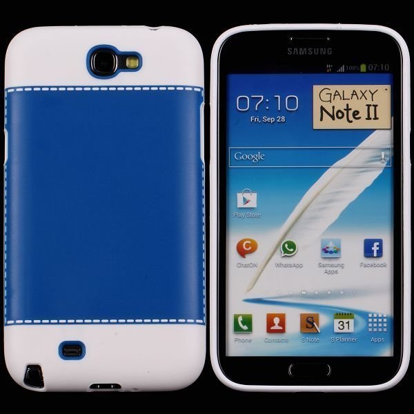 Tailormade White Sininen Samsung Galaxy Note 2 Silikonikuori