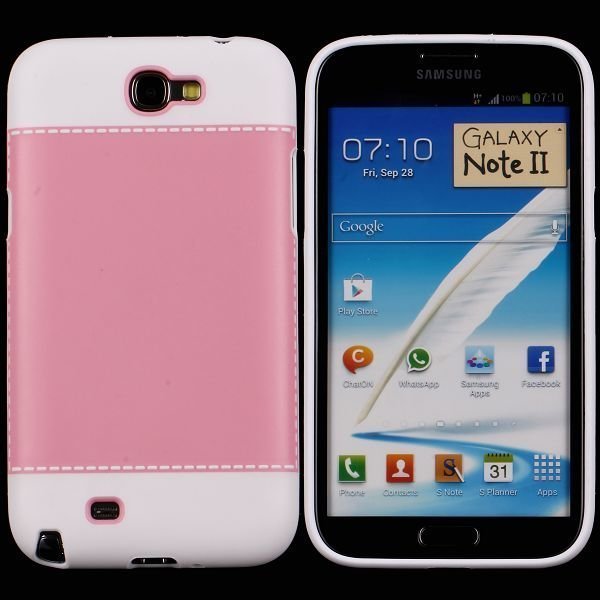 Tailormade White Vaaleanpunainen Samsung Galaxy Note 2 Suojakuori