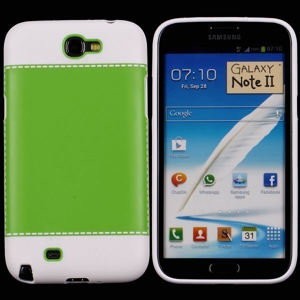 Tailormade White Vihreä Samsung Galaxy Note 2 Silikonikuori