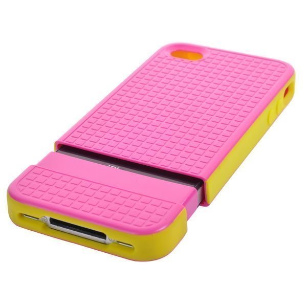 Tiktok Click-On Pinkki Keltainen Reunus Iphone 4 / 4s Suojakuori