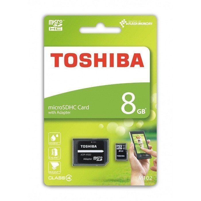 Toshiba microSDHC muistikortti 8 Gt adapterilla Class 4