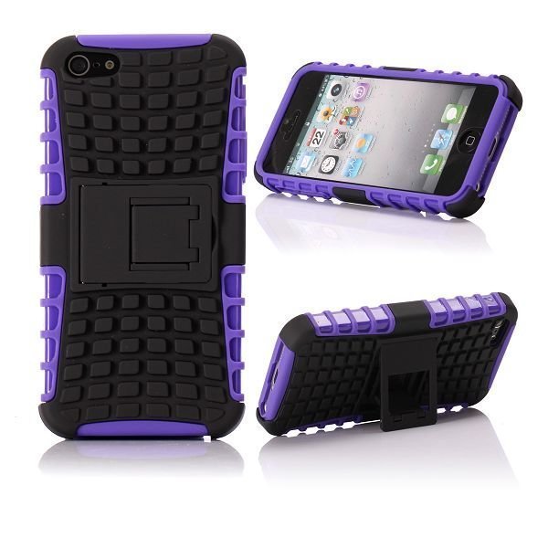 Tupla Materiaali Kickstand Violetti Iphone 5 Suojakuori