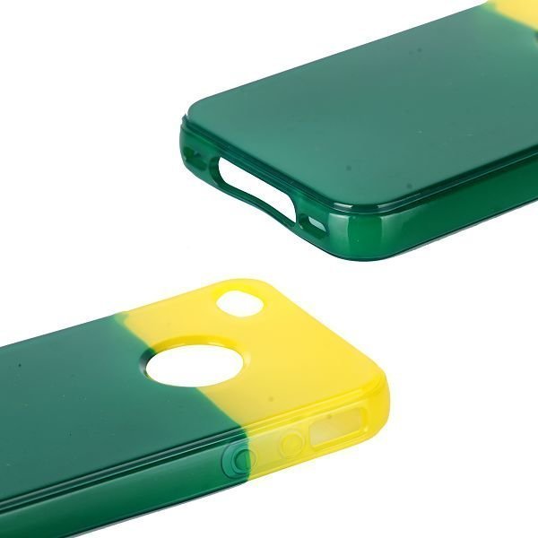 Twincolors Keltainen Vihreä Iphone 4 / 4s Silikonikuori