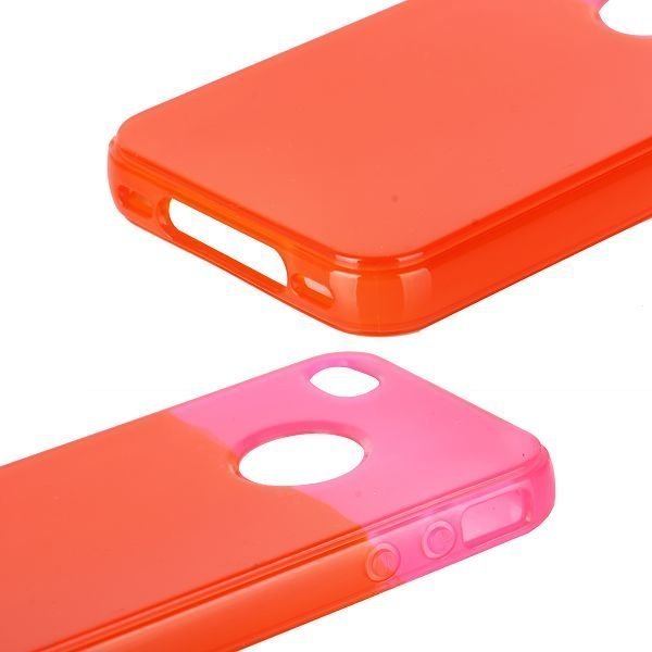 Twincolors Pinkki Punainen Iphone 4 / 4s Silikonikuori