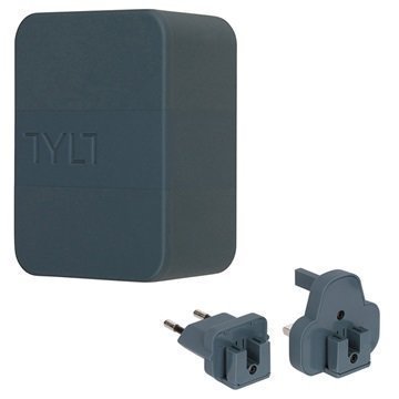 Tylt 4.8A Dual USB Matkalaturi EU UK US Harmaa