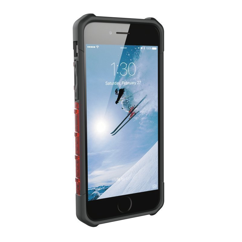 UAG Urban Armor Gear Plasma kestävä suojakotelo iPhone 7 / 6S / 6 Musta / läpinäkyvä punainen