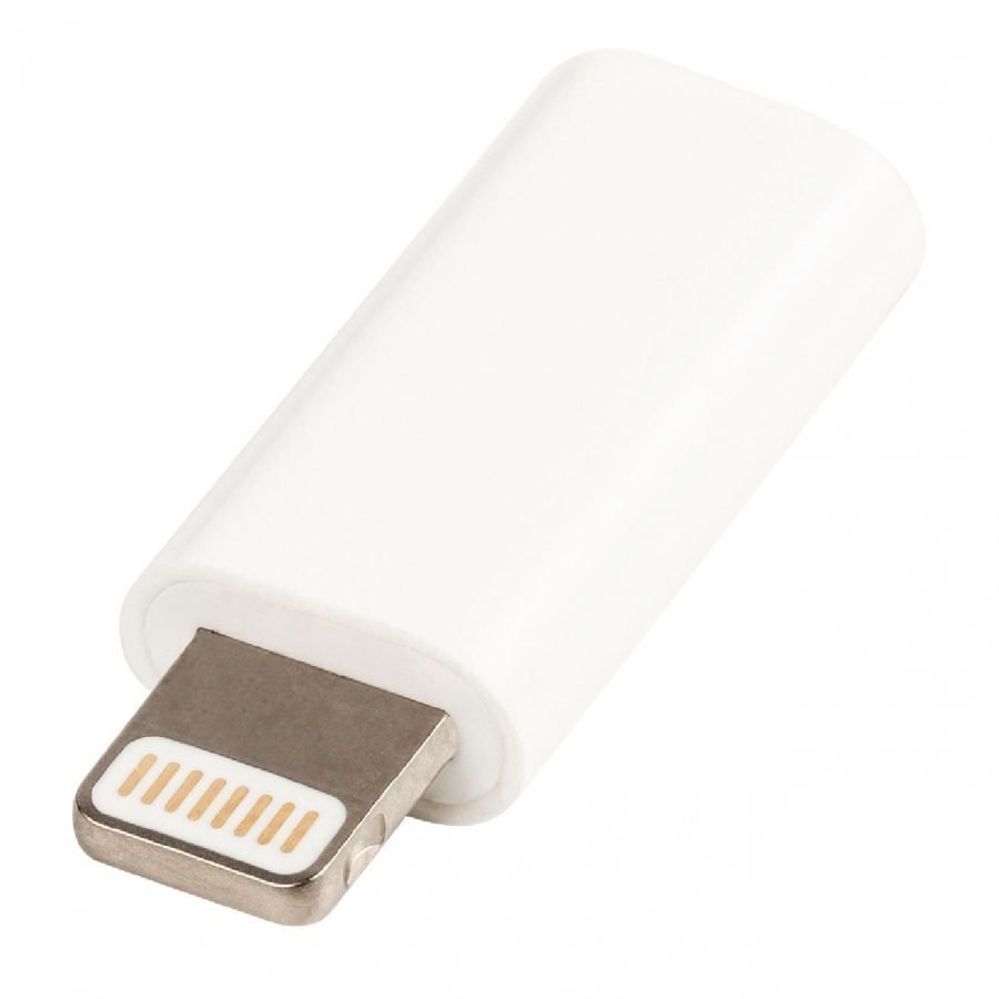 USB Lightning sovitin Lightning uros USB Micro B naaras valkoinen