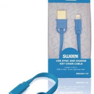 USB-avaimenperäkaapeli synkronointiin ja lataukseen USB A -urosliitin 8-nastainen Lightning-urosliitin 0 10 m sininen