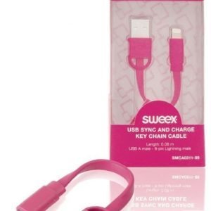 USB-avaimenperäkaapeli synkronointiin ja lataukseen USB A -urosliitin 8-nastainen Lightning-urosliitin 0 10 m vaaleanpunainen