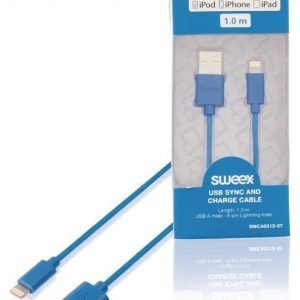 USB-kaapeli synkronointiin ja lataukseen USB A -urosliitin 8-nastainen Lightning-urosliitin 1 00 m musta