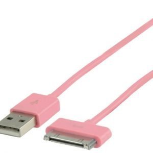 USB synkronointi- ja latauskaapeli 30-napainen telakka uros USB A uros 2 00 m pinkki