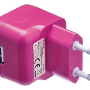 USB-vaihtovirtalaturi USB A naaras vaihtovirtaliitäntä vaaleanpunainen