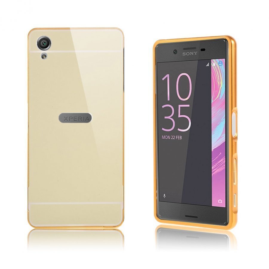 Ulrich Sony Xperia X Metalli Kehys Kuori Kulta