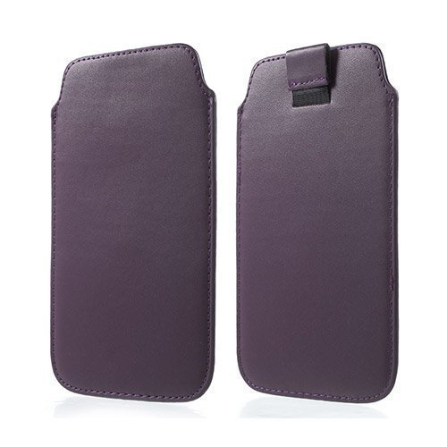 Universal Leather Pull-Up Pussi For Smartphone 14.5 X 8cm Dark Violetti