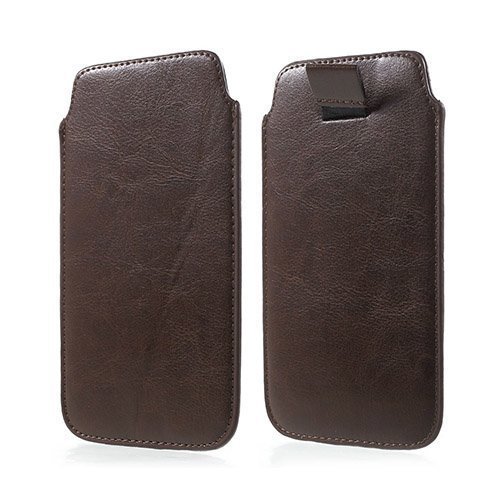 Universal Leather Pull-Up Pussi For Smartphone 14.5 X 8cm Kahvi