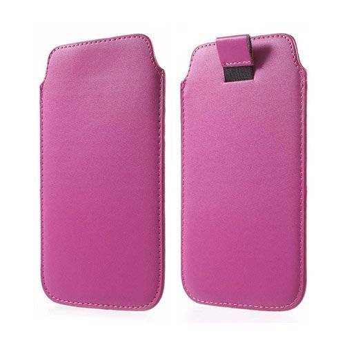 Universal Leather Pull-Up Pussi For Smartphone 14.5 X 8cm Kuuma Pinkki