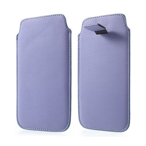 Universal Leather Pull-Up Pussi For Smartphone 14.5 X 8cm Light Violetti