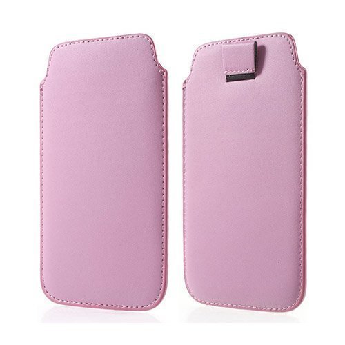 Universal Leather Pull-Up Pussi For Smartphone 14.5 X 8cm Pinkki