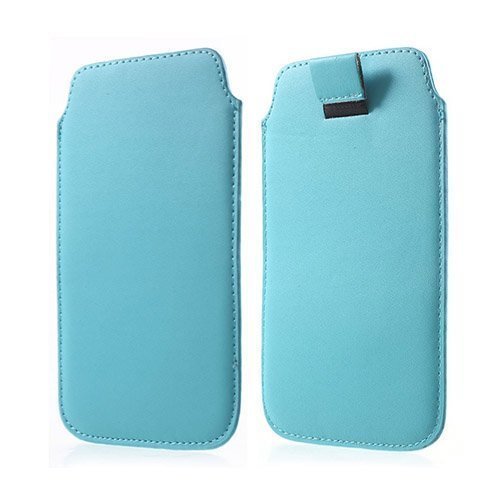 Universal Leather Pull-Up Pussi For Smartphone 14.5 X 8cm Sininen