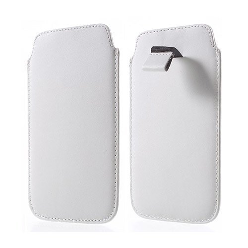 Universal Leather Pull-Up Pussi For Smartphone 14.5 X 8cm Valkoinen