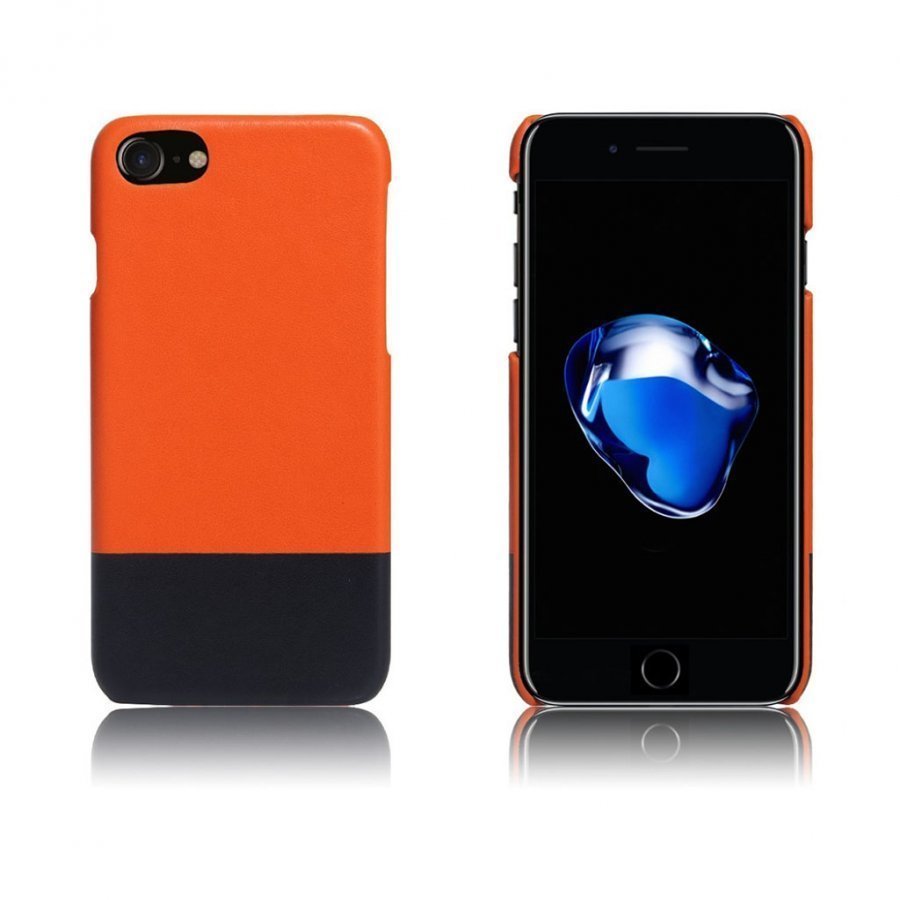 Valdemar Iphone 7 Nahka Päällystetty Kuori Orange / Musta