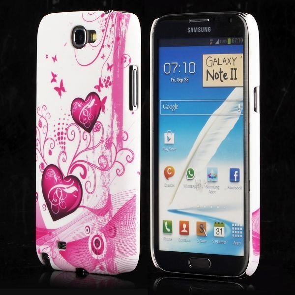 Valentine Kaksi Violettia Sydäntä Samsung Galaxy Note 2 Suojakuori