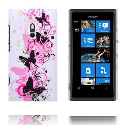 Valentine Musta Perhonen Nokia Lumia 800 Suojakuori