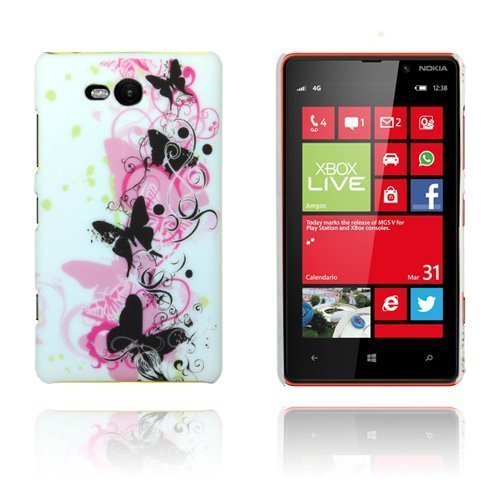 Valentine Pinkit & Mustat Perhoset Nokia Lumia 820 Suojakuori