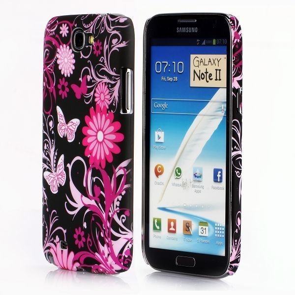 Valentine Pinkit Perhoset Samsung Galaxy Note 2 Suojakuori