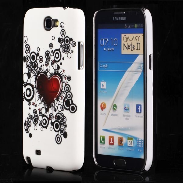 Valentine Punainen Sydän Mustat Ympyrät Samsung Galaxy Note 2 Suojakuori