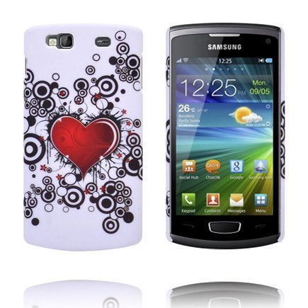 Valentine Punainen Sydän Mustat Ympyrät Samsung Wave 3 Suojakuori