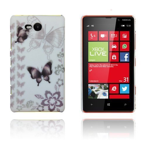 Valentine Ruskea Perhonen- Valkoinen Taivas Nokia Lumia 820 Suojakuori